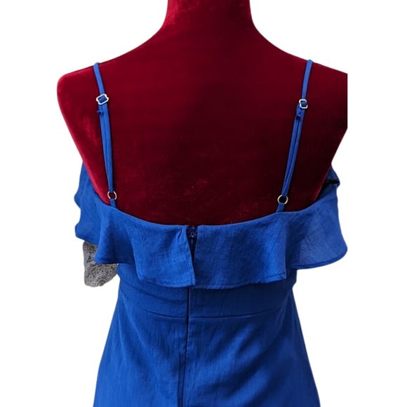 Altar'd State Women Monroe Sleeveless Ruffle Royal Blue Mini Dress SZ Medium NWT - Picture 10 of 14